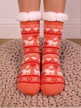 Winter Print Indoor  Anti-Slippery  Slipper Socks