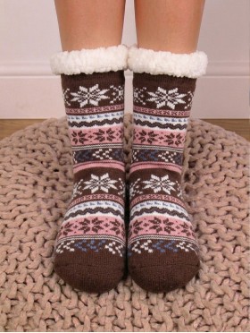 Colourful Snowflake Indoor  Anti-Slippery Winter Slipper Socks