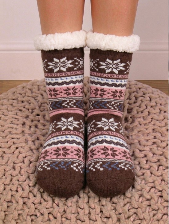 Colourful Snowflake Indoor  Anti-Slippery Winter Slipper Socks