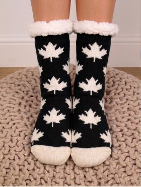 Indoor  Anti-Slippery Slipper Socks W/ Maple Leaf Pattern