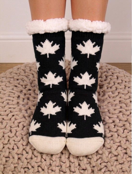 Indoor  Anti-Slippery Slipper Socks W/ Maple Leaf Pattern