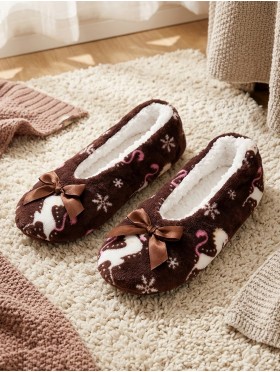 Snowflake Print Women's Slipper Socks