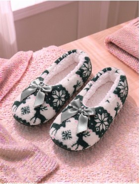 Snowflake Print Women's Slipper Socks