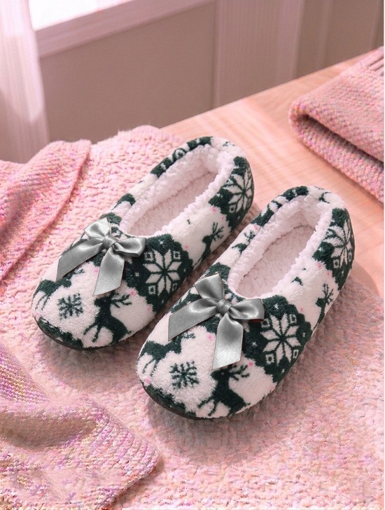 Snowflake Print Women's Slipper Socks