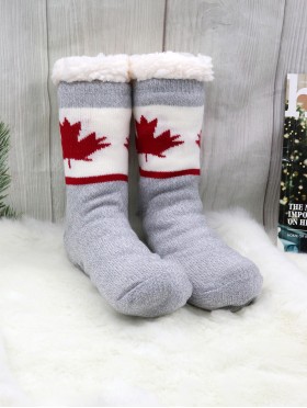 Maple Leaf Print Indoor Anti-Skid Slipper Socks
