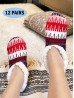 Abstract Patterned Indoors Anti-Slippery  Winter Slipper Socks (12 Pairs)