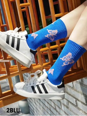 Little Butterfly Print High-Rise Sock