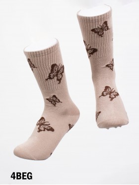 Little Butterfly Print High-Rise Sock