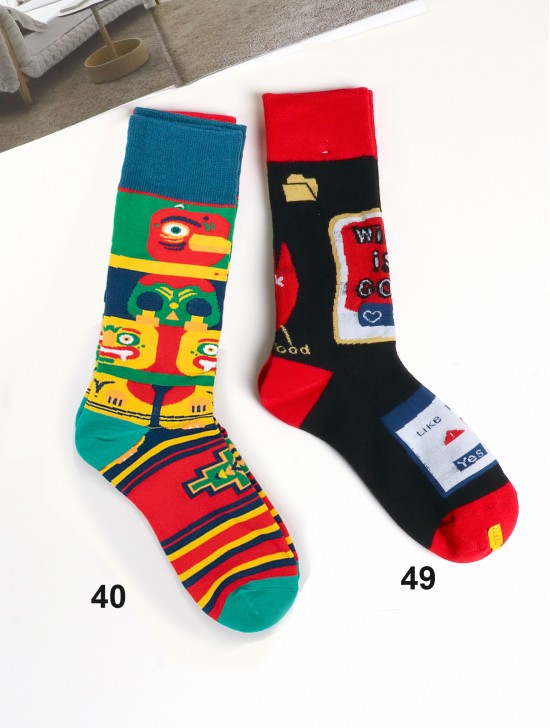 Cartoon Patterned High-Rise Socks