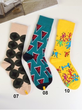 Abstract Print High-Rise Socks