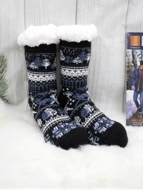Christmas Winter Print Indoor Anti-Skid Slipper Socks (With Heel)