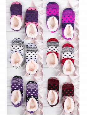 Polka Dot Patterned Indoors Anti-Skid Winter Slipper Socks (12 pcs set)