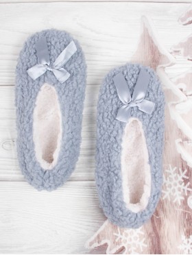Solid Colour Indoors  Anti-Slippery Winter Slipper Socks W/Ribbon 