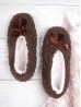 Solid Colour Indoors Anti-Skid Winter Slipper Socks W/Ribbon 