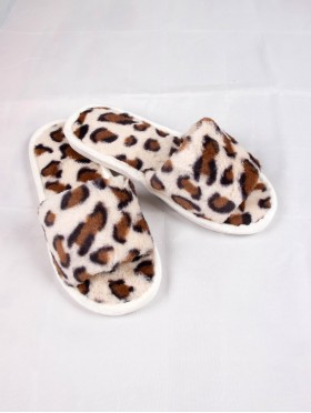 Leopard Soft Plush Fuzzy Indoor Slippers (4 Pairs)