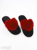 Open Toe Faux Fur Heart Design Indoor Slippers