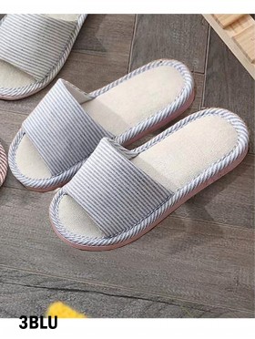 Unisex Open Toe Stripes Print Non-Slip Indoor Slippers