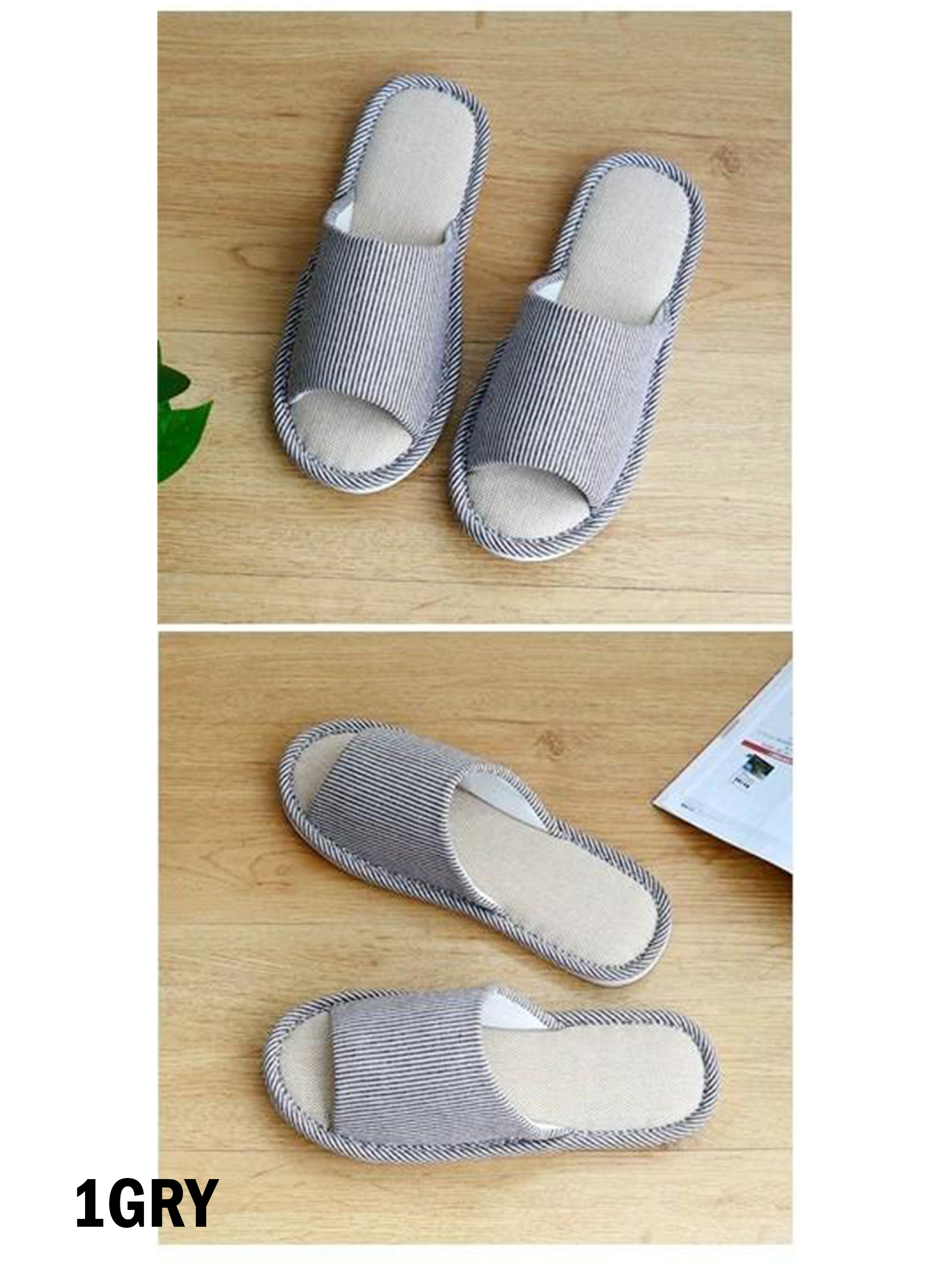 Unisex Open Toe Stripes Print NonSlip Indoor Slippers