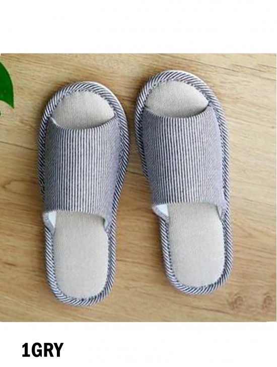Unisex Open Toe Stripes Print Non-Slip Indoor Slippers