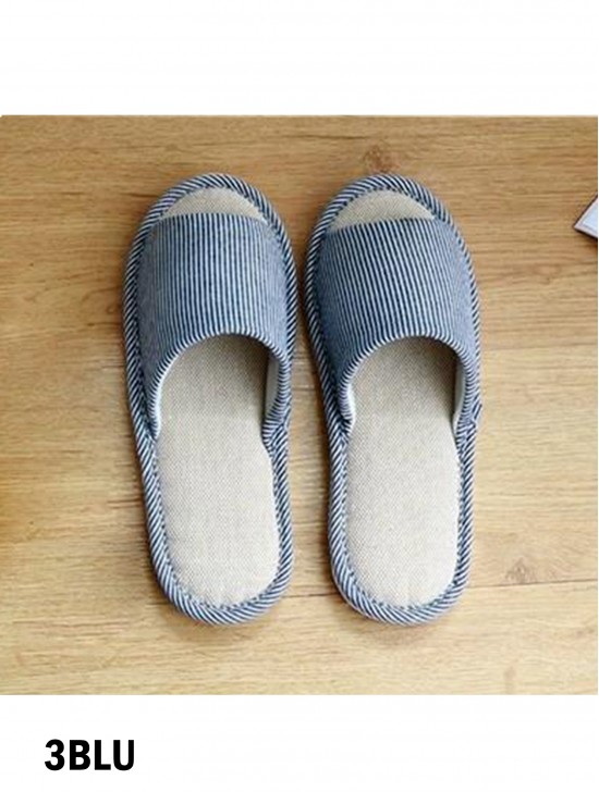 Unisex Open Toe Stripes Print Non-Slip Indoor Slippers