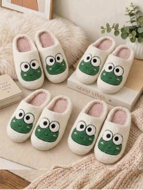 Soft Plush Frog Fuzzy Non-Slip Slippers (4 Pairs)