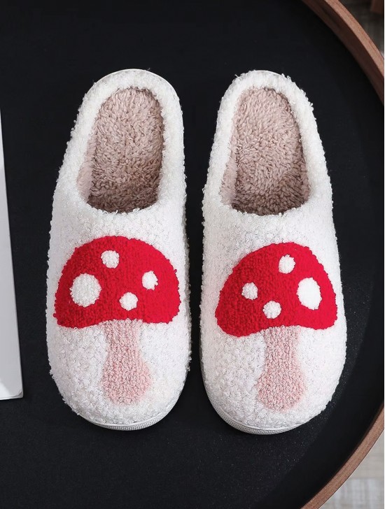 Soft Plush Mushroom Fuzzy Non-Slip Slippers (4 Pairs)