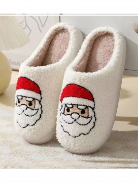 Soft Plush Santa Claus Fuzzy Non-Slip Slippers (4 Pairs)