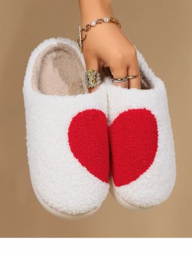 Soft Plush Heart Fuzzy Non-Slip Slippers (4 Pairs)