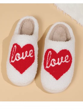 Soft Plush Heart Fuzzy Non-Slip Slippers (4 Pairs)