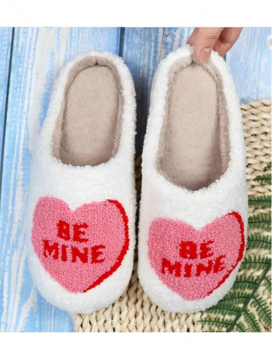 Soft Plush Heart Fuzzy Non-Slip Slippers (4 Pairs)