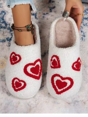 Soft Plush Heart Fuzzy Non-Slip Slippers (4 Pairs)