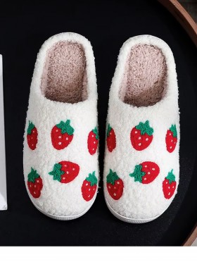 Soft Plush Strawberry Fuzzy Non-Slip Slippers (4 Pairs)