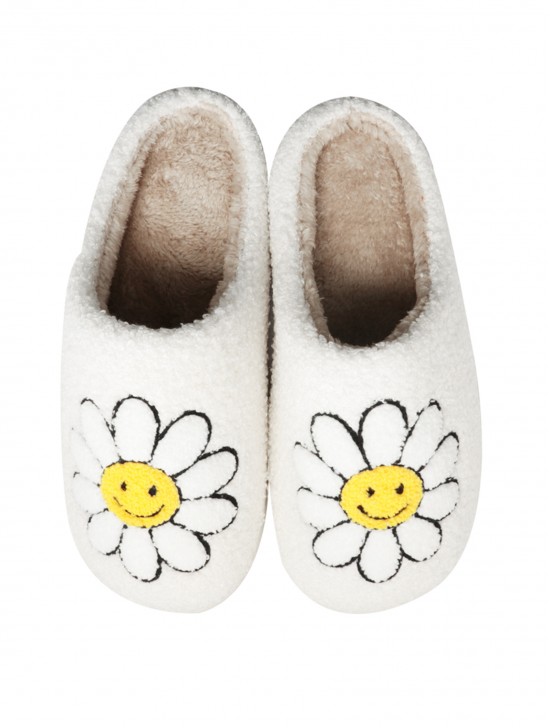 Soft Plush Flower Fuzzy Non-Slip Slippers (4 Pairs)