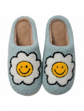 Soft Plush Flower Fuzzy Non-Slip Slippers (4 Pairs)