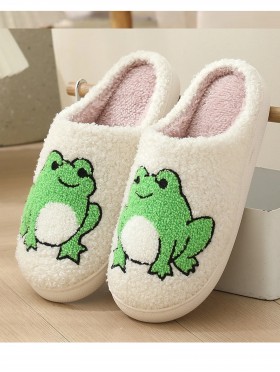 Soft Plush Frog Fuzzy Non-Slip Slippers (4 Pairs)