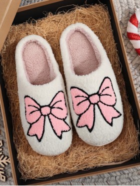 Soft Plush Ribbon Fuzzy Non-Slip Slippers (4 Pairs)