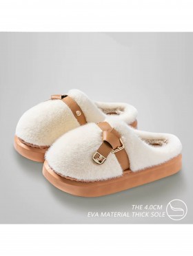 Soft Plush Fuzzy Indoor Slippers W/ Belt (3 Pairs)