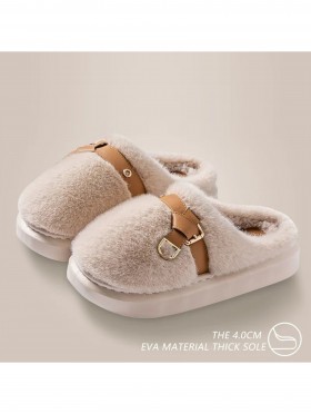 Soft Plush Fuzzy Indoor Slippers W/ Belt (3 Pairs)