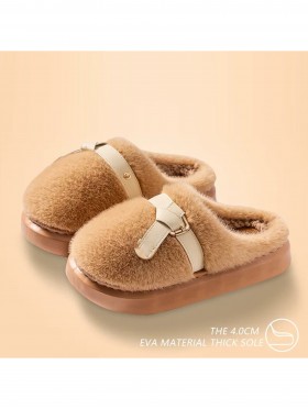 Soft Plush Fuzzy Indoor Slippers W/ Belt (3 Pairs)