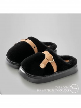 Soft Plush Fuzzy Indoor Slippers W/ Belt (3 Pairs)