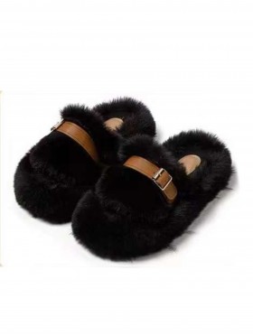 Soft Plush Fuzzy Indoor Slippers W/ Belt