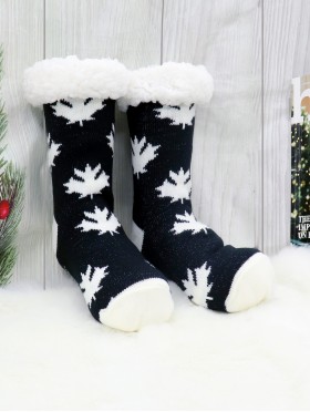 Indoor Anti-Skid Slipper Socks W/ Maple Leaf Pattern