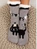 Indoor  Anti-Slippery Slipper Socks W/ Party Cat Design