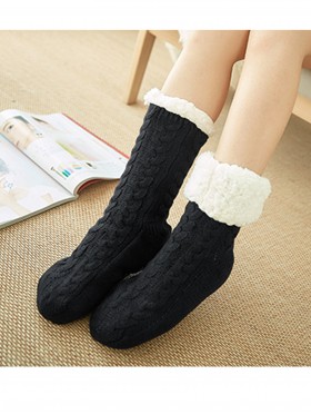 Cable Knitted Indoor Anti-Skid Slipper Socks