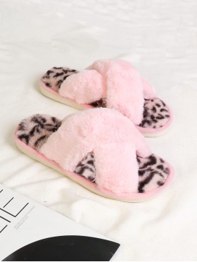 Plush Cross Fuzzy Indoor Slippers (4 Pairs)