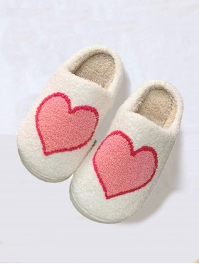 Soft Plush Heart Fuzzy Indoor Slippers
