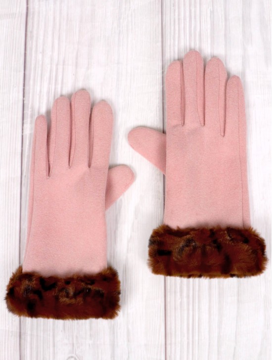 Touch Screen Gloves W/ Faux Fur Edge