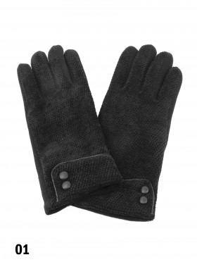 Double Button Chenille Feel Touch Screen Glove 