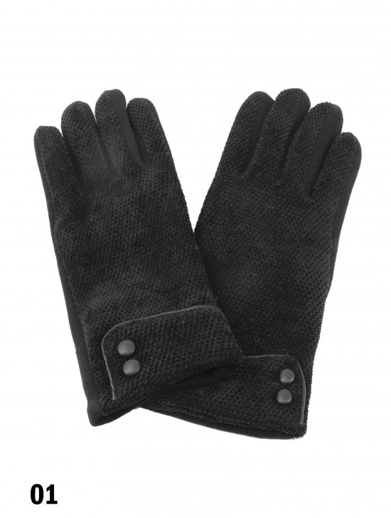 Double Button Chenille Feel Touch Screen Glove 