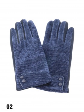 Double Button Chenille Feel Touch Screen Glove